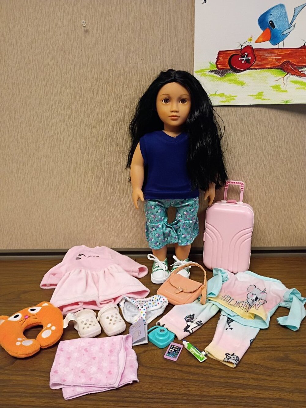 Our Generation Doll with 3 outfits, 2 pairs of shoes ready to Travel